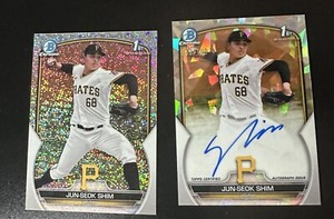 2023 Bowman Chrome Jun-Seok Shim Auto  /100 1st Atomic + Speckle /299 non-auto