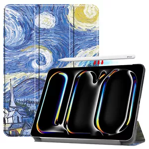 For iPad Air / Pro 13" 11" Slim Trifold Stand Smart Case with Pencil Holder - Picture 1 of 27