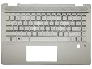 Cubierta de reposamanos HP Pavilion 14-DH teclado gris Reino Unido lector de huellas dactilares L53784-031 - Imagen 1 de 2
