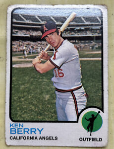 1973 Topps Ken Berry Baseball Card #445 Angels Outfield Low-Grade Creased