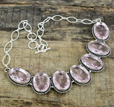 Topazio Bianco Gemma Fatto a Mano 925 Argento Sterling Collana Per Natale Regali - Immagine 1 di 4