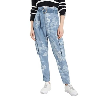 Pantalones de mezclilla para mujer Desigual Albiw florales de cintura alta talla mediana usados en excelente estado Foto 1 de 4
