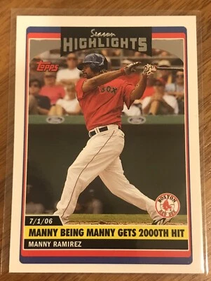 Boston Red Sox Manny Ramirez 2006 Topps Update Season Highlights 2000th Hit - Image 1 of 2