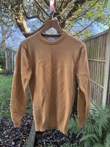 ACW 85 Jumper Sweater Gold  Lambswool Ribbed Edging UK Small Bust 36" - Picture 1 of 11