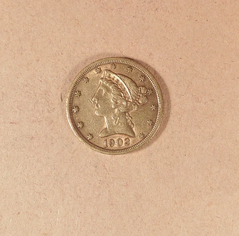 1902-S Coronet Head Gold 1/2 Eagle, grades CH XF. Very Small Reverse Scratch Cover