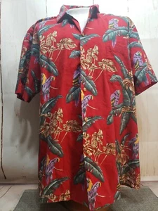 Paradise Found Hawaiian Tropical Parrots Magnum PI Shirt Men's 2XL XXL - Picture 1 of 7