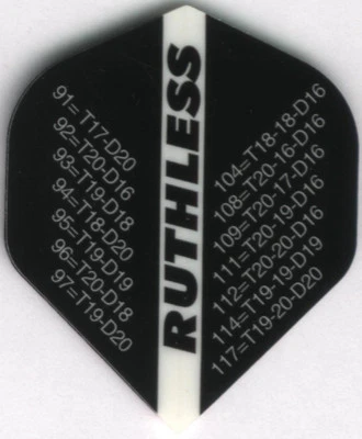 RUTHLESS Black '01 Outchart Dart Flights: 3 per set