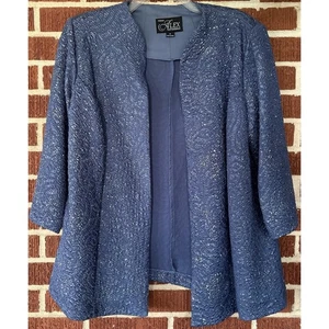Chaqueta Alex Evenings Azul Brillante Manga 3/4 Talla 1X - Imagen 1 de 3