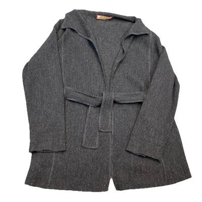 Beyond Threads Cardigan L Gray Alpaca Wool Open Front Sweater Jacket Lagenlook* - Image 1 of 4