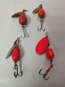 Posten (4) Vintage Cherry Bobber Steelhead Forelle Lachs Spinner - Bild 1 von 13