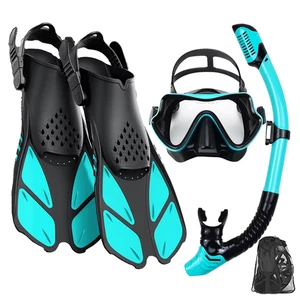 Mask Fins Snorkel Set, Snorkeling Gear for Adults, Panoramic View Snorkel Mask A - Picture 1 of 13