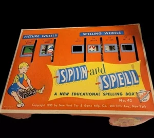 De colección 1950 Muy Raro Girar y Deletrear Una Nueva Caja de Ortografía Educativa - Imagen 1 de 9