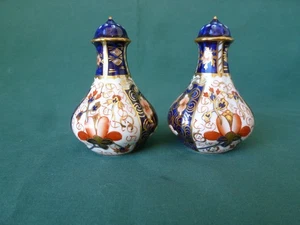 Antike Royal Crown Derby Imari Bone China England Salz und Pfefferstreuer - Bild 1 von 8