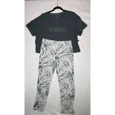 Conjunto de 2 pijamas femininos DANSKIN pequeno cinza estampa gráfica lounge cropped NOVO $48 - Imagem 1 de 4