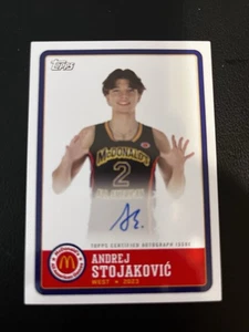 ANDREJ STOJAKOVIC 2023 Topps McDonald's All-American  Auto - Picture 1 of 2