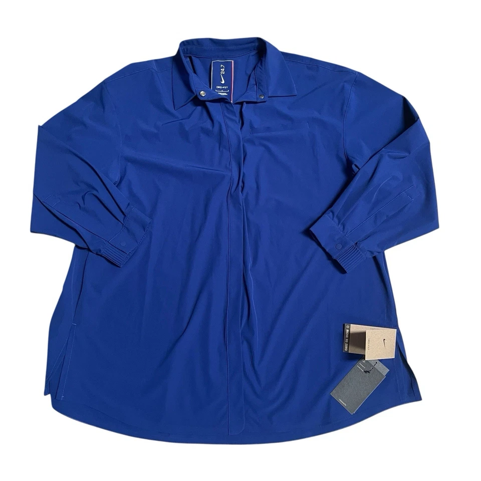 Nike Oversized Long Sleeve Shirt 24.7 Royal Blue Dri-FIT Women's Size Large