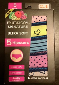 NEW Fruit of the Loom Signature Ultra Soft, Girls' HIPSTERS, Size 8, 5 pack - Picture 1 of 1