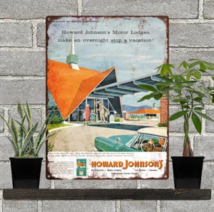 Vintage 1950s Howard Johnson's Motor Lodge Ad Metal Sign Repro 9x12" 60430 - Foto 1 di 1