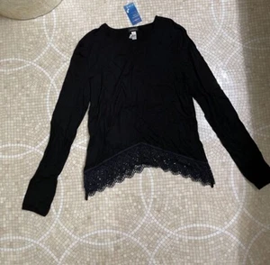 Cosabella Italy Edith Black Lace Long Sleeve Pajama Top Women's NWT - Picture 1 of 5