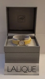 Lalique Crystal Bracelet PSYCHE On Cream Calf Leather Strap - Picture 1 of 5