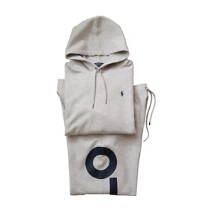 Polo Ralph Lauren Mens Hoodie & Sweatpant Set Large Gray Big Logo Leg Back - Picture 1 of 24