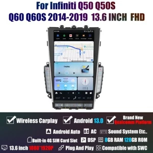 MARK 7 Tesla Style For Infiniti Q50 Q60 GPS Navigation 13.6" android car stereo - Picture 1 of 7