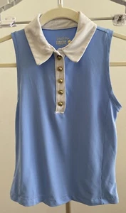 Lilly Pulitzer Luxletic Top Womens XXS Blue White Imara Sleeveless Polo Shirt - Picture 1 of 9
