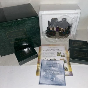 NIB LOT 4 Thomas Kinkade Quiet Evening Illuminated Cottage W/3 Magnets (11534) - Picture 1 of 20
