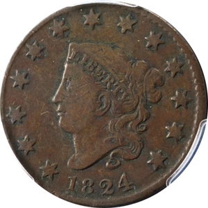1824 Large Cent PCGS F15 N.4 R.2+ Superb Eye Appeal Strong Strike - Picture 1 of 4