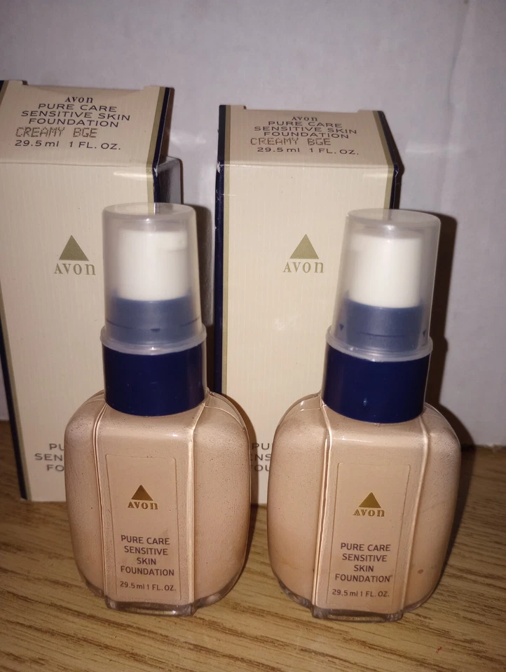 Lot of 2 Avon Pure Care Sensitive Skin Foundation CREAMY BEIGE 1 oz NOS 1994 - Image 1 of 4