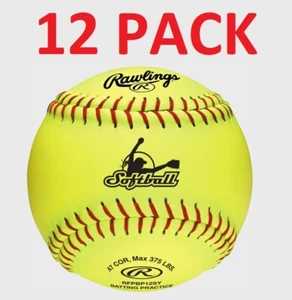 12 New Rawlings Fastpitch Training balls 12" softball RFPBP12SY batting practice - Picture 1 of 3