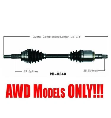 Eje de eje CV delantero derecho para Infiniti FX35 y FX45 03-08 tracción total Foto 1 de 4