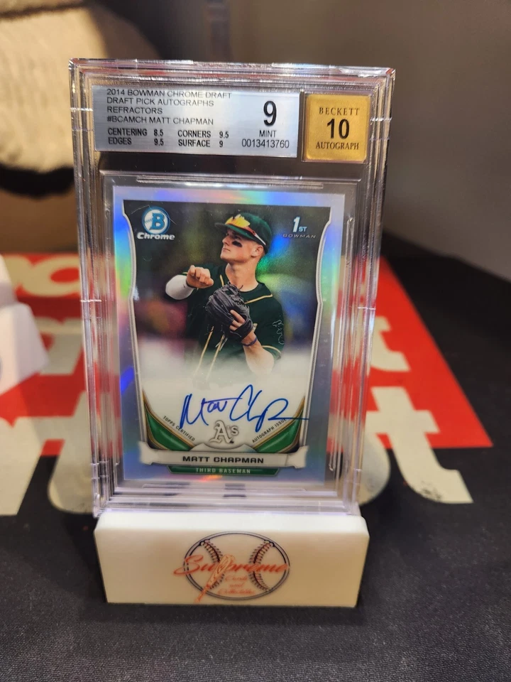 2014 BOWMAN CHROME DRAFT REFRACTOR MATT CHAPMAN RC AUTO BGS 9/10 - Image 1 of 1