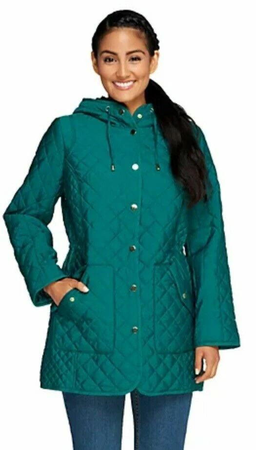 Joan Rivers Quilted Coat with Hood Evergreen [XXSmall] - Image 1 of 1