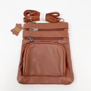 MAZE Exclusive Brown Soft Leather Crossbody Bag - Adjustable Strap - NEW - Picture 1 of 4