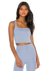 Camiseta sin mangas Beyond Yoga HR4492 Heather Rib cuello cuadrado azul sereno talla S $68 - Imagen 1 de 6