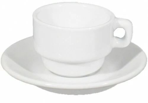 TAZZINA TAZZA DA CAFFE' 8 CL COMPRESO DI PIATTINO PORCELLANA IMPILABILE SATURNIA - Immagine 1 di 1