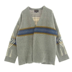 PENDLETON Native Pattern Wool Knit Cardigan Gown Grey Multi Color M Used Japan - Picture 1 of 4