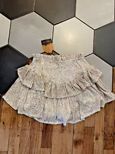 Mainstrip Skort skirt sequin layered ruffle multi colored pearl iridescent sz M - Picture 1 of 2