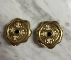 GIVENCHY VINTAGE LARGE GOLD ENAMEL 80'S CLIP EARRINGS - Picture 1 of 6