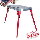 Portable Welding Table Folding Workbench Double Locking Legs Steel Red & Grey