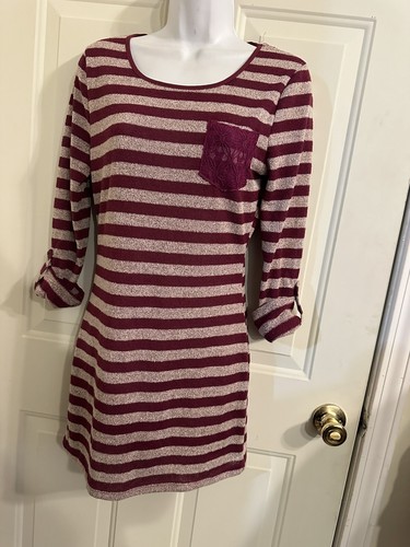 VETEMENTS Abito E&M in guaina a righe corte maniche lunghe con linguette fiocchi in pizzo schienale taglia M