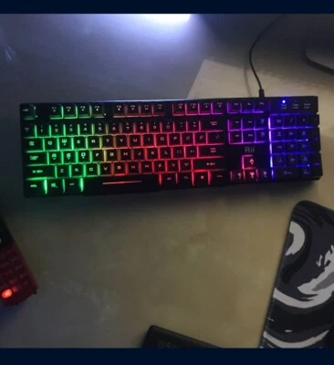 Rii RK100 Rainbow LED Backlit Wired Gaming Keyboard Color. - Image 1 of 2