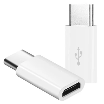 Micro USB auf USB C Adapter Stecker Buchse Laden Daten Übertragung Weiß A33 - Bild 1 von 4