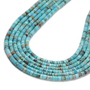 Perline disco Heishi turchese blu originale naturale grado AA misura 2x2 mm 15,5"" Srd - Foto 1 di 2