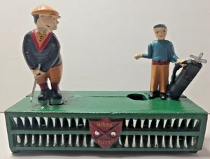 Vintage Birdie Putt giocattolo golfista e caddie meccanico pressofuso banco monete - Foto 1 di 9