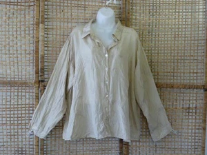 Chicos Silk Ecru Tonal Embroidery African Life+Animals Top/Jacket 3 XL Plus 56"B - Picture 1 of 12