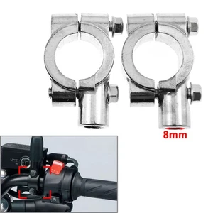 22MM M8 8mm Motorrad Lenker Spiegelhalterung Klemmadapter Chrom Paar - Picture 1 of 4