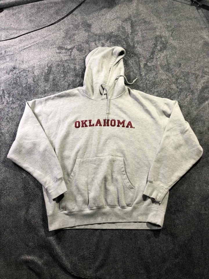Oklahoma Sooners Sudadera con Capucha Para Hombres Gris NCAA Fútbol Majestuoso Pullover Foto 1 de 4
