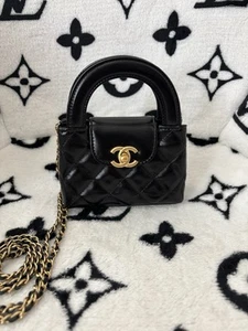 Chanel Mini Kelly Top Handle Shopping Bag Quilted Shiny Aged Calfskin Nano - Picture 1 of 19